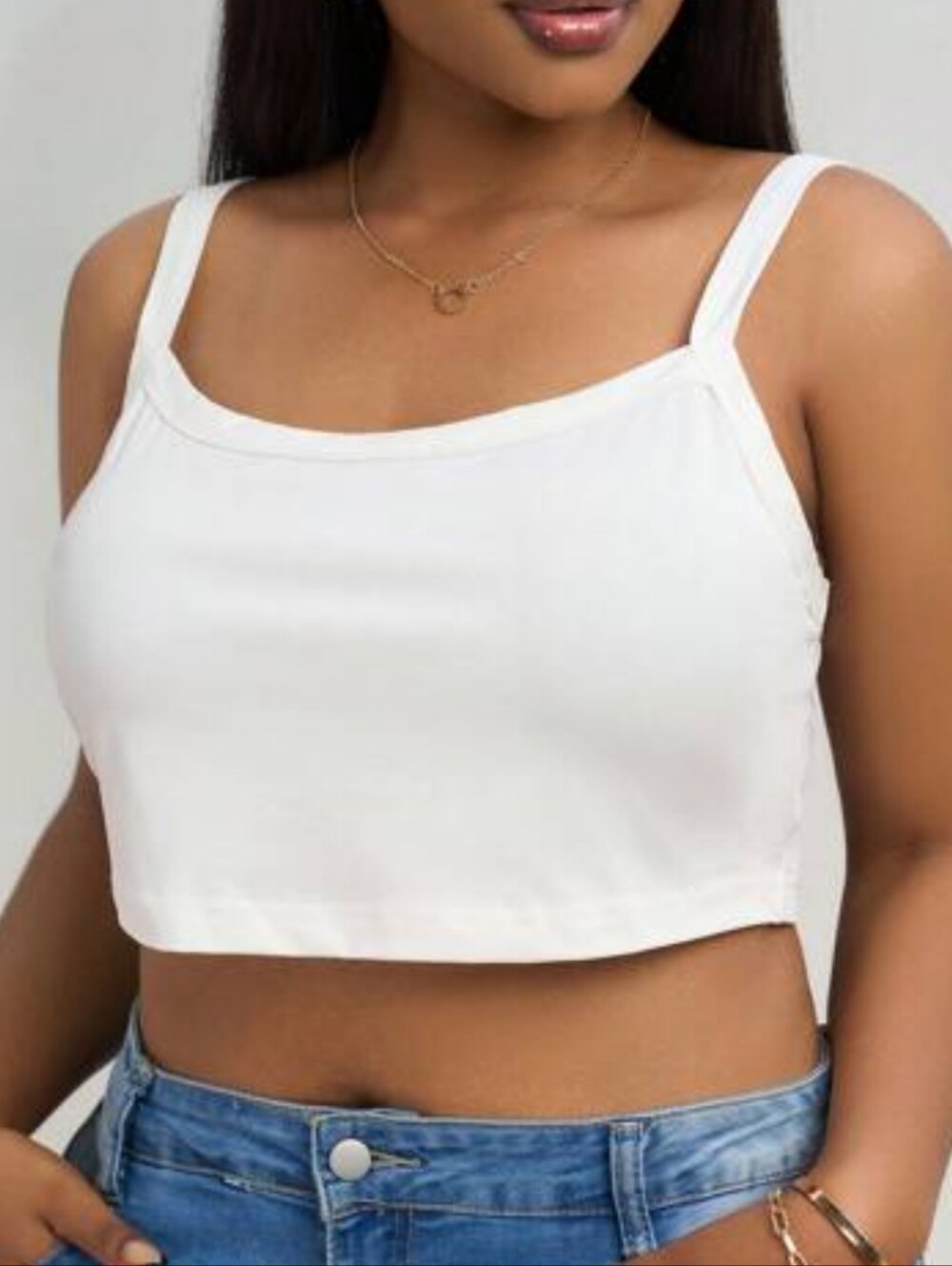 #031.B Sz L White Women's Crop Top SHEIN